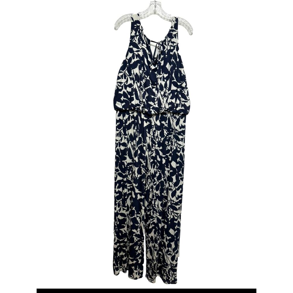 Belle Kim Gravel Rayon Spandex Knit Jumpsuit Floral A4756930 Size Large Tall